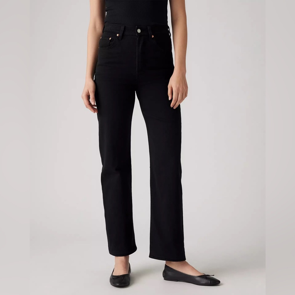 Levi’s Ribcage Straight Ankle Jeans Black Sprout Super High Rise Size 26x29
